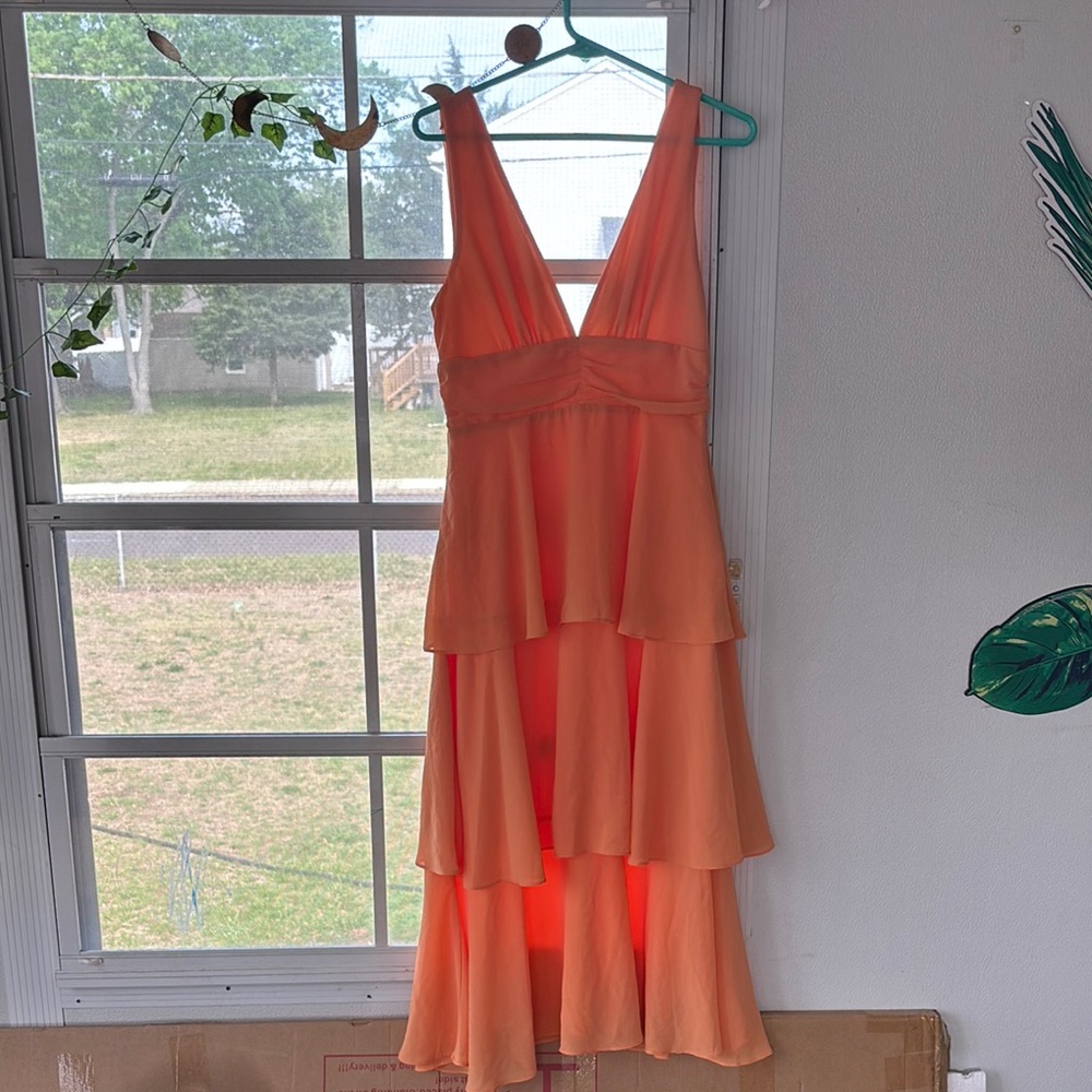 Lulus Orange Sleeveless ruffle Dress Maxi Medium